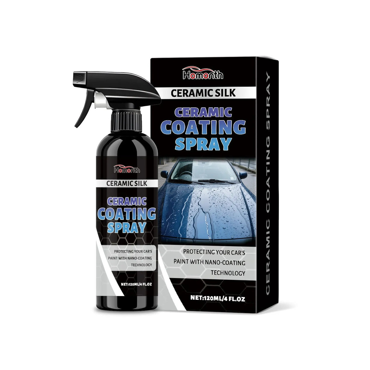 Ceramic coating spray bottle 120ml for car paint and glass protection with anti-fading formula