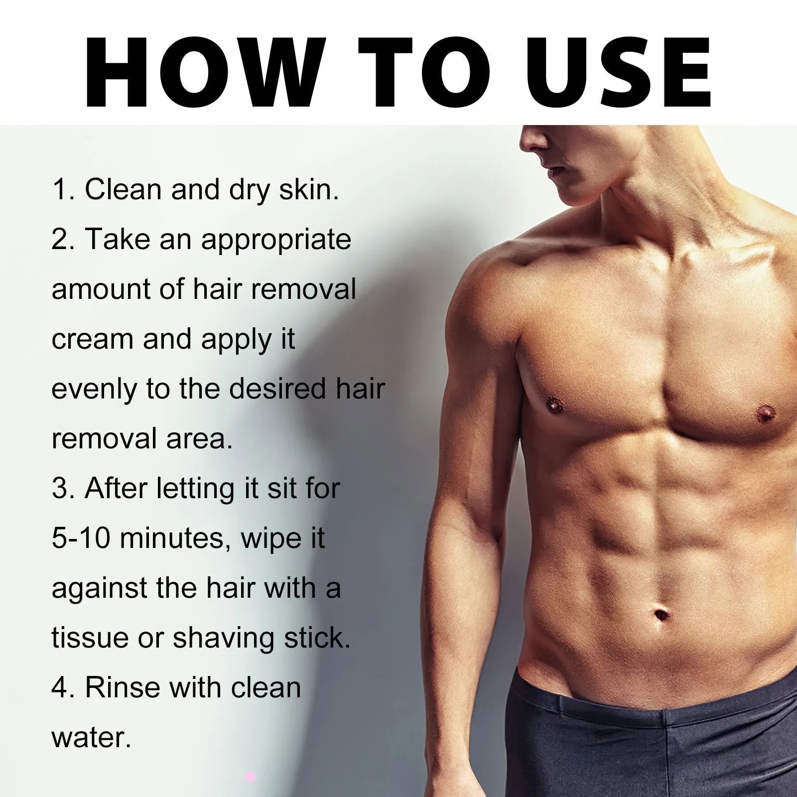 Men's hair removal cream tube for beard, armpit, hand and leg depilation - 100ml mild formula
