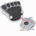 Metal motorcycle scooter brake pedal skid plate showing three model variants for universal vehicle compatibility