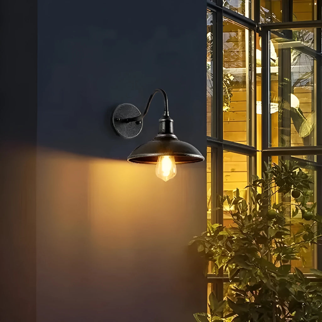 Retro villa courtyard wall lamp in silver or copper finish with modern simplicity design