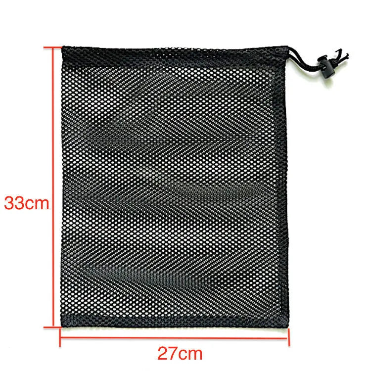 Black drawstring mesh storage bag for children's water balloons and toys