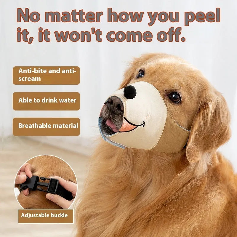 Canvas dog muzzle mouth cover in Ollie Brown Bear colour available in S M L XL sizes