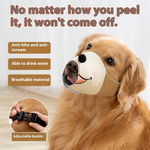 Canvas dog muzzle mouth cover in Ollie Brown Bear colour available in S M L XL sizes