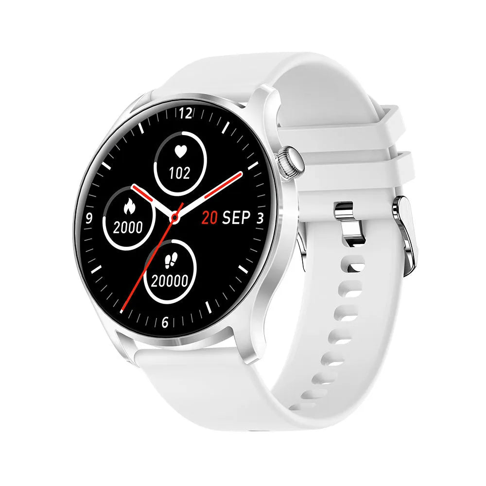 Bluetooth smart watch with heart rate and blood pressure monitoring on silicone wristband