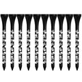 Ten bamboo golf spike dowel pins with black skull print, showing 70mm and 83mm length options.