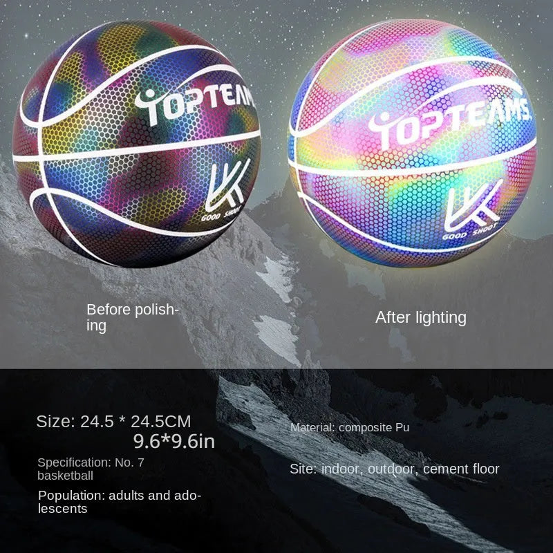 Holographic reflective fluorescent basketball No. 7 size in chroma colour