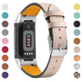 Genuine cowhide leather replacement strap for Fitbit Charge 5 and Charge 6 smartwatches