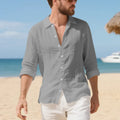 Linen casual shirt with American-style loose Hawaiian vacation styling in multiple colour options
