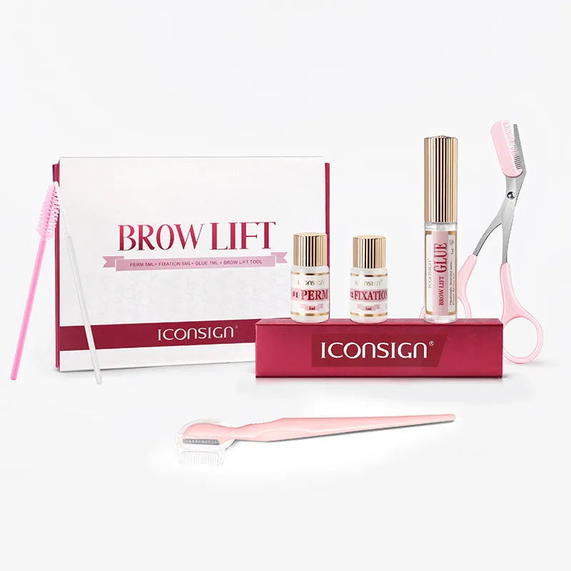 Pink eyebrow perm kit containing one eyebrow scalding suit for fast ironing application