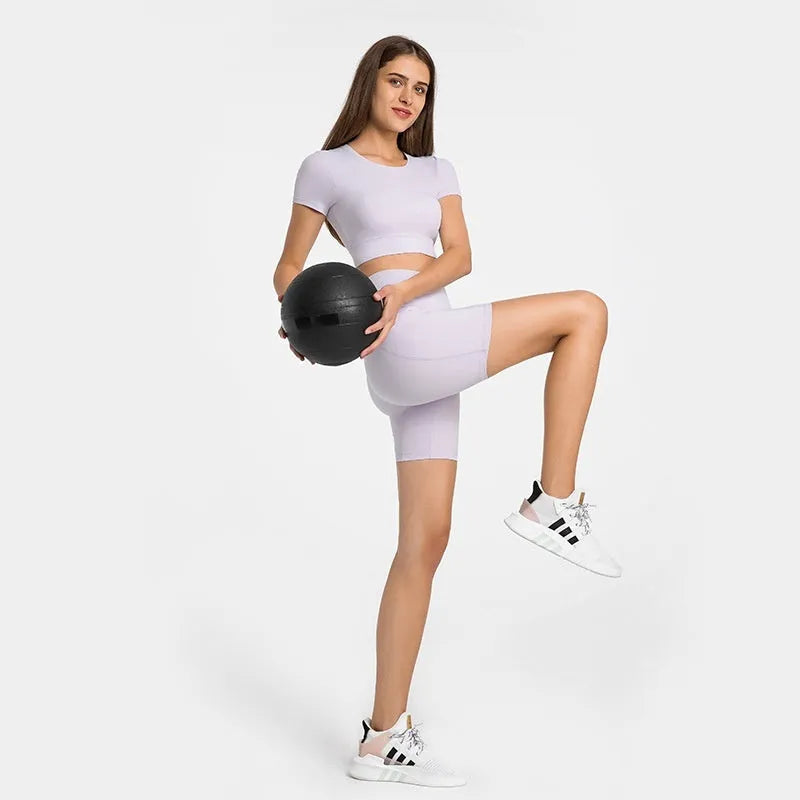 Women's solid colour cotton blend sports shorts with super stretch for running and gym
