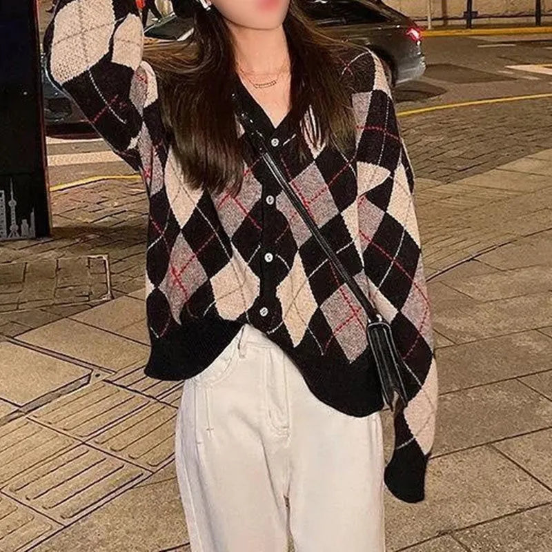 Casual cardigan coat in knitted acrylic fabric showing Japanese Korean style with macaron colour options