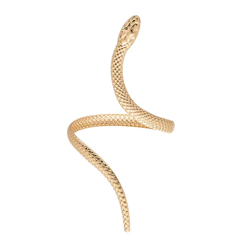 Gold and silver tone snake motif ring and bracelet set with twisted winding design