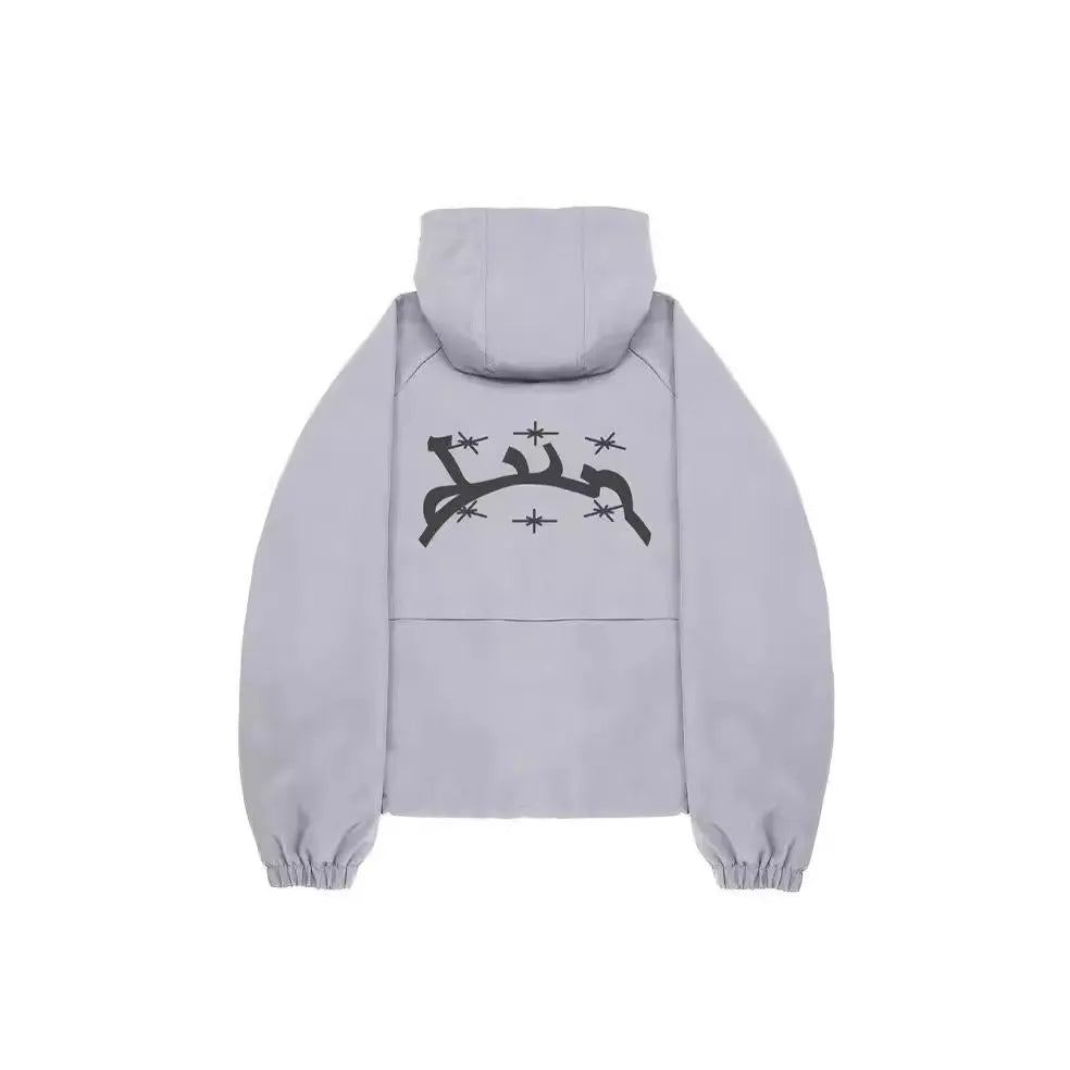 Men's grey British style hooded sun protection jacket with loose fit design