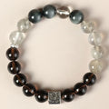 10mm geometry-shaped crystal couple bracelet in polished khaki with Chinese style design