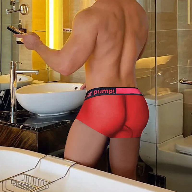 Men's low waist modal nylon underwear in black red white colours seamless sports design
