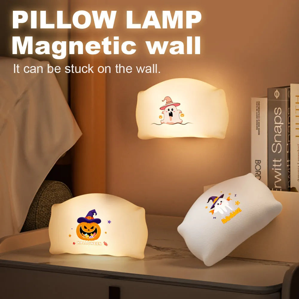 Cartoon Halloween table lamp in magic ghost and pumpkin ghost designs with warm light and USB TYPE-C charging port