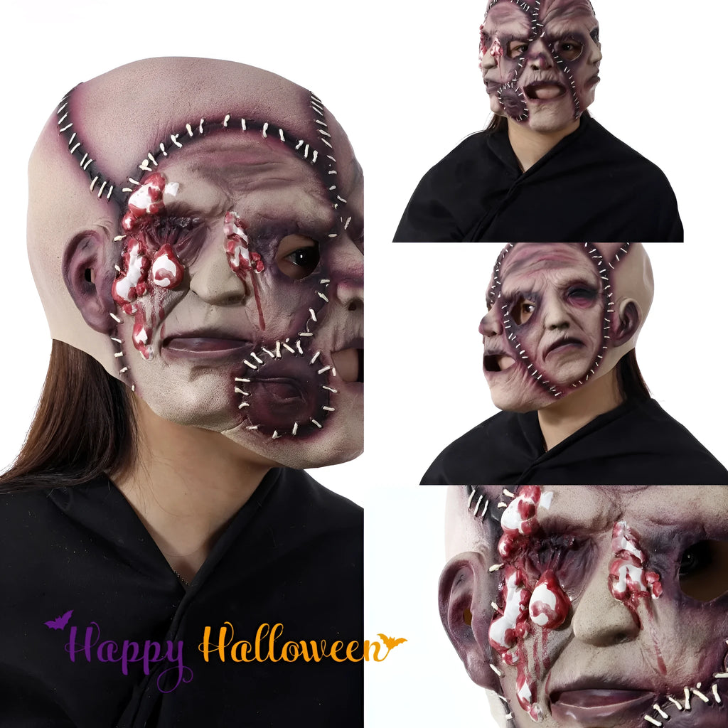 Latex three-sided grimace horror mask for Halloween costume parties
