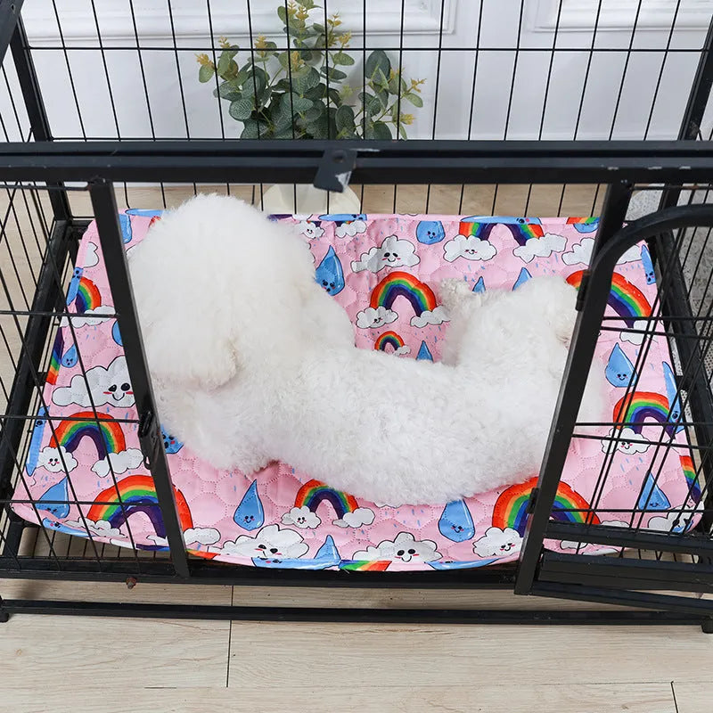 Reusable waterproof pet training pad with colourful animal print design