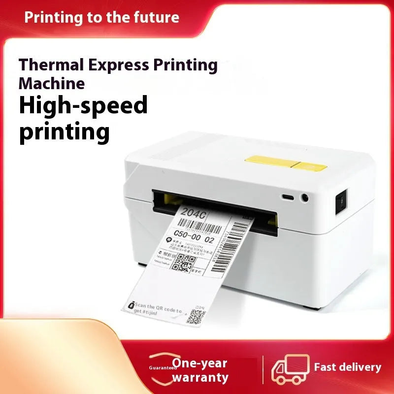 FlashLabel thermal express order label printer with USB connection on a desk.