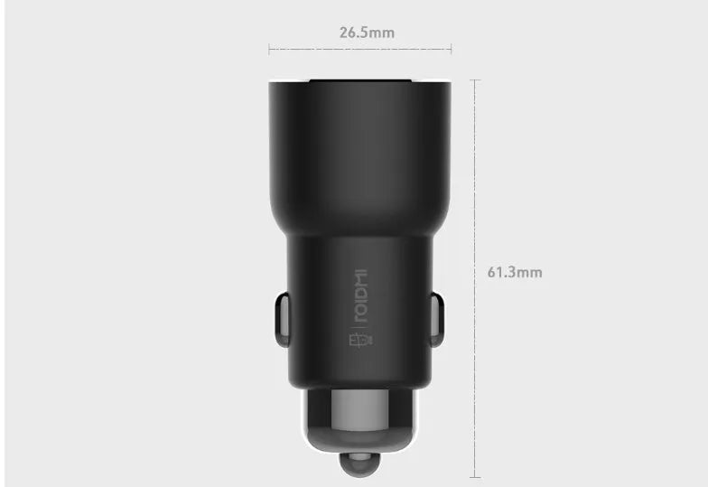 Black Ruimi 3S Music Bluetooth car charger for mobile phone and tablet charging.