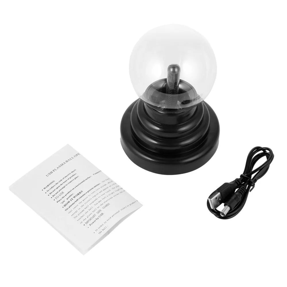 Colourful magic ball light with 7.62 cm glass sphere on ABS base, USB cable included