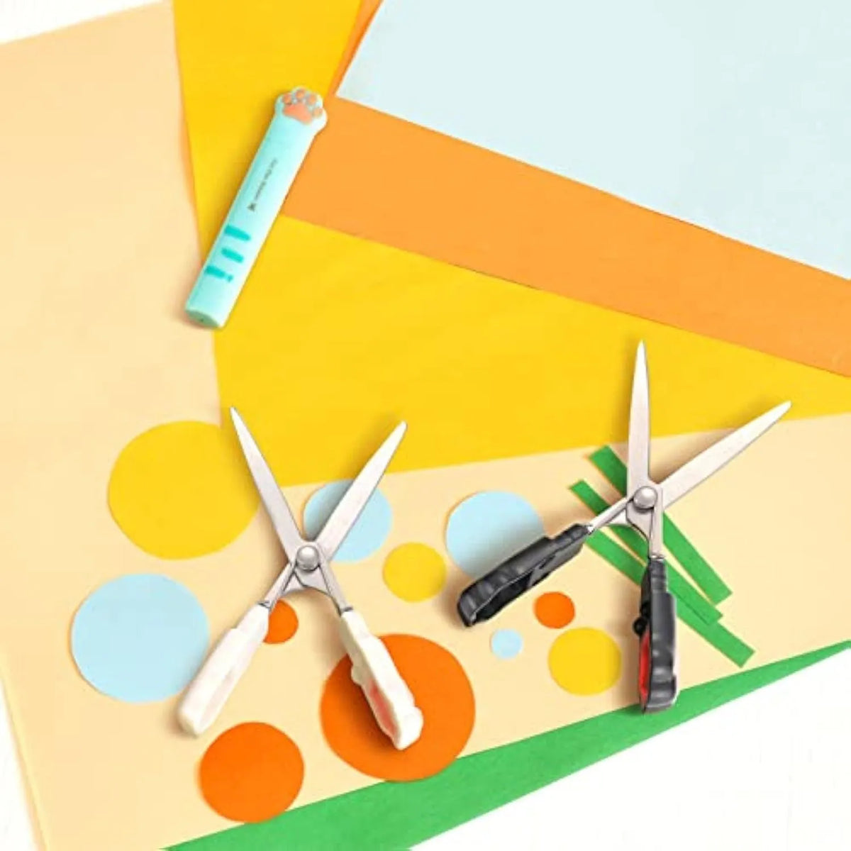 Cat paw design mini folding scissors in four colour options with stainless steel blades