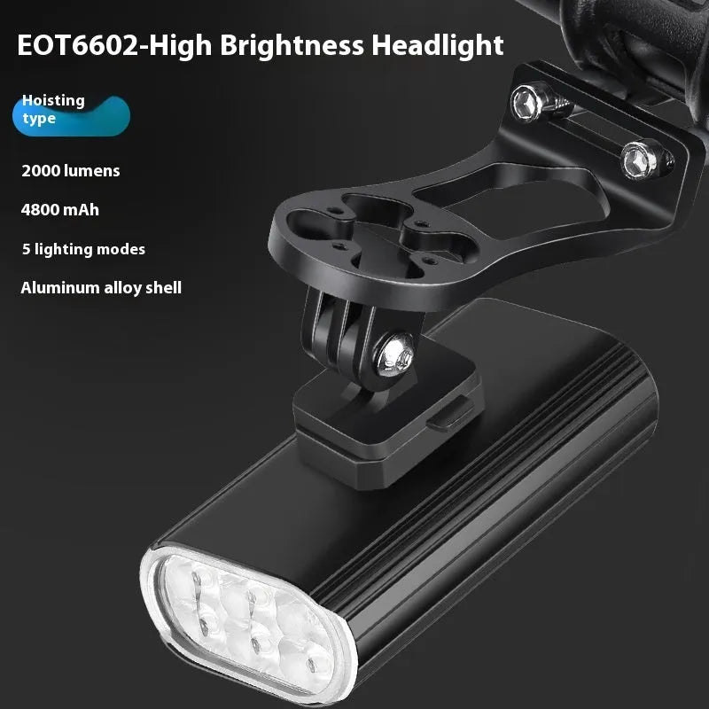 Aluminium alloy bicycle headlight with six XPT lamp beads and USB Type-C charging port