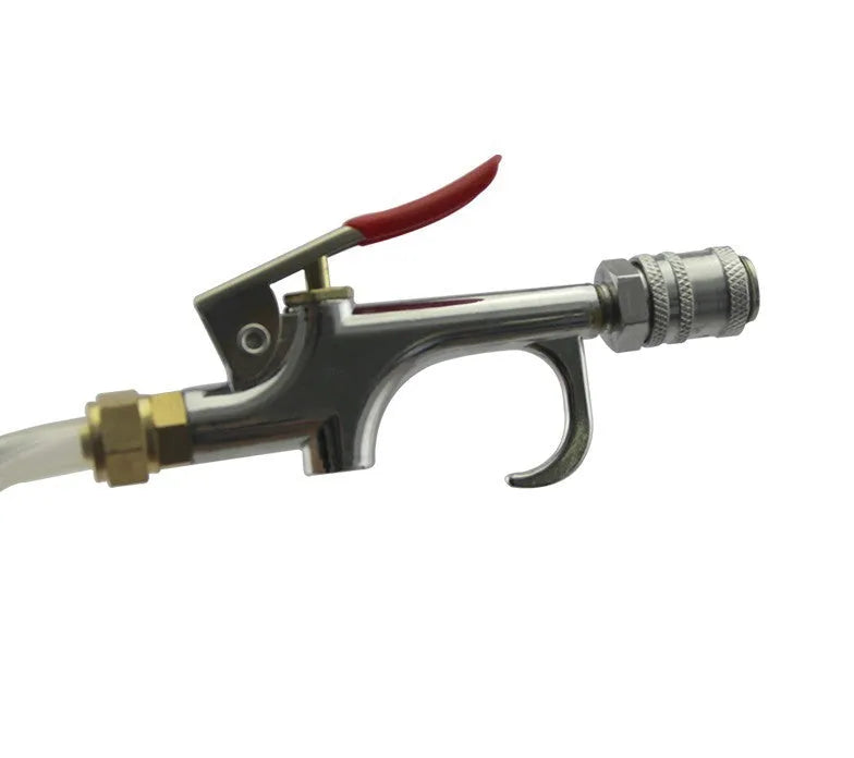 Pneumatic automatic transmission oil changer unit with tank oil filler in workshop setting
