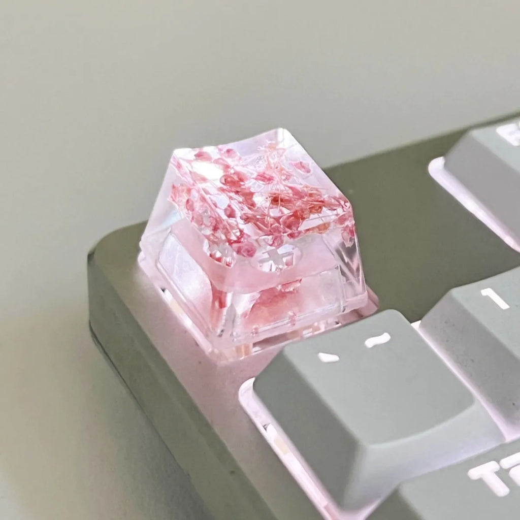 High transparency starry sky design resin keycap for mechanical keyboards in green colour.