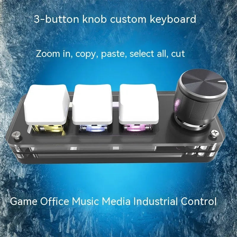 Black and white RGB backlit macro keypad with copy and paste buttons