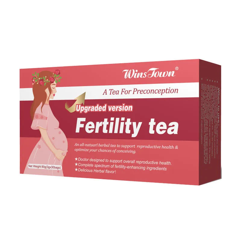 Box of fertility herbal tea containing 330 individually wrapped tea bags