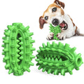 Green cactus-shaped dog toothbrush toy for dental cleaning with textured bumps and channels