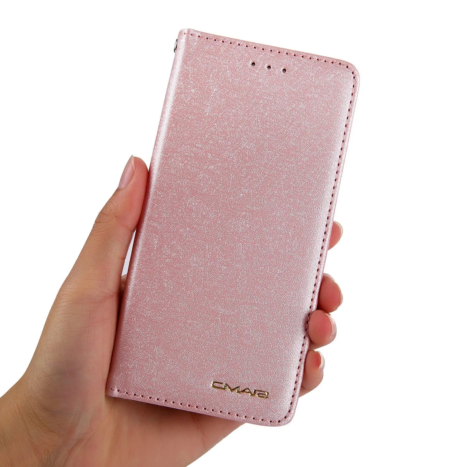 PU leather flip phone case for iPhone with card slots shown in multiple colours