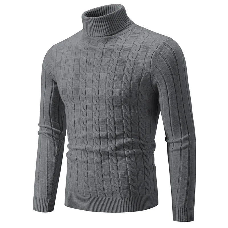 Men's slim fit twist turtleneck pullover in chenille fabric available in multiple colours and sizes