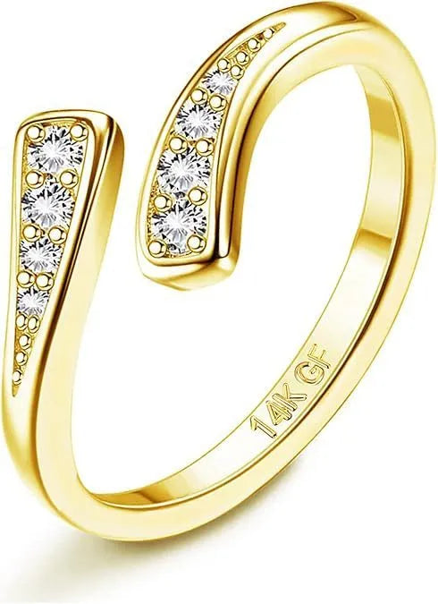 Alloy toe ring with copper plating and 14K gold finish in geometry shape
