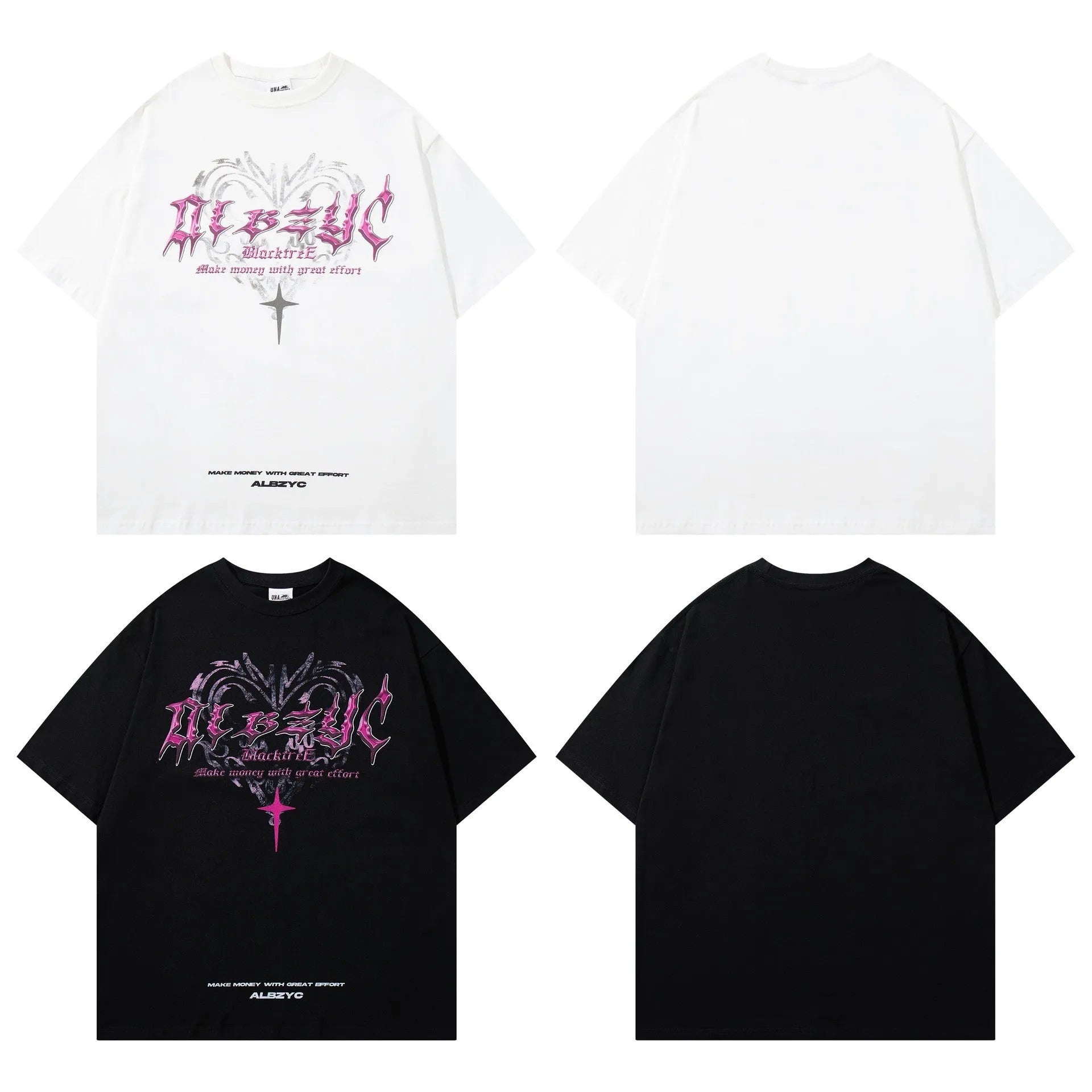 Men's cotton t-shirt with retro print in loose fit design on black background