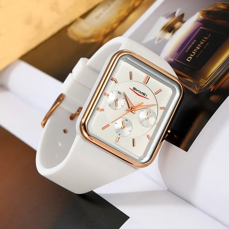 Square silicone waterproof digital watch for girls with 10.8mm thickness in multiple colour options