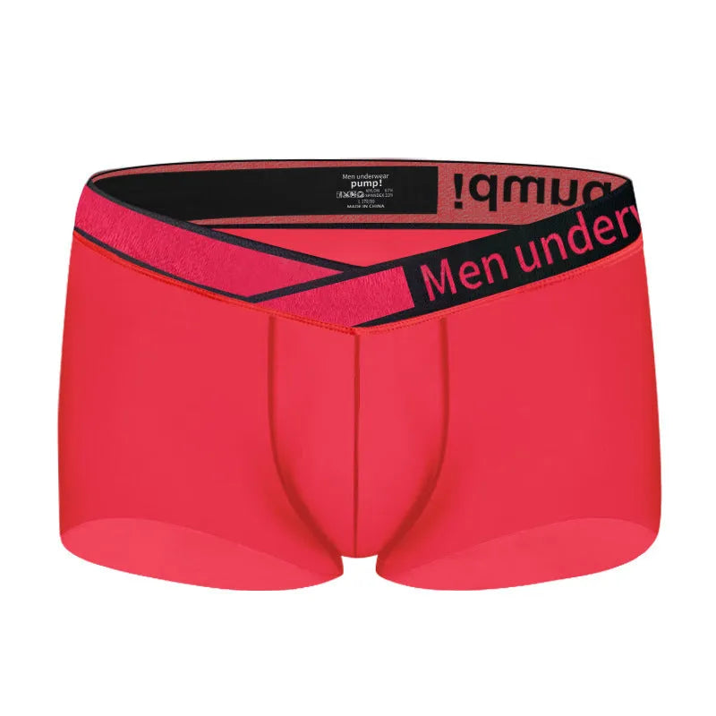 Men's low waist modal nylon underwear in black red white colours seamless sports design