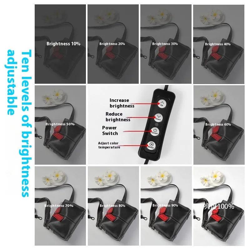 50cm folding studio light box with USB-powered adjustable three-colour lighting for product photography