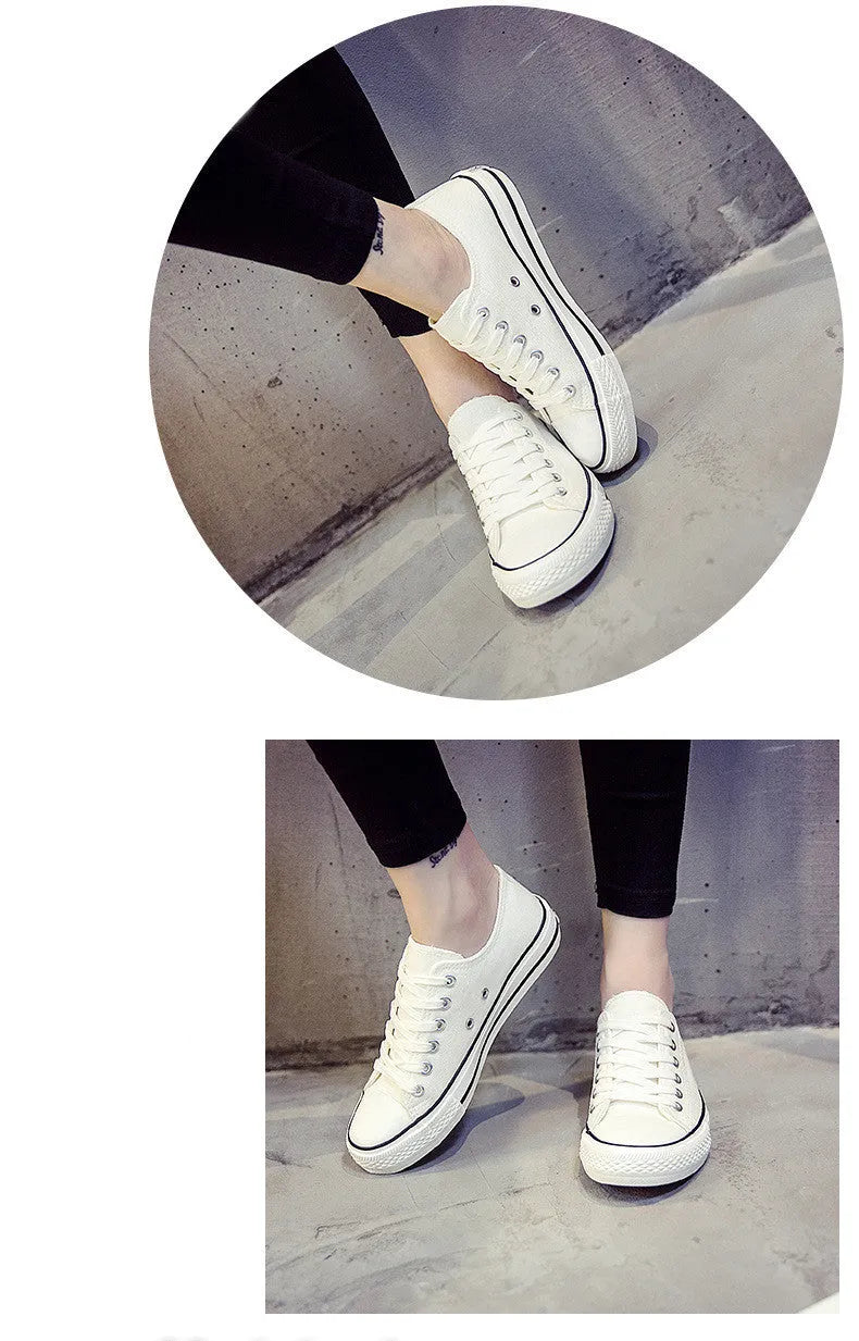 Women's solid colour canvas casual shoes on a plain background, showing the simple design.