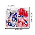 Independence Day press-on nails with American five-pointed star patterns in patriotic colours
