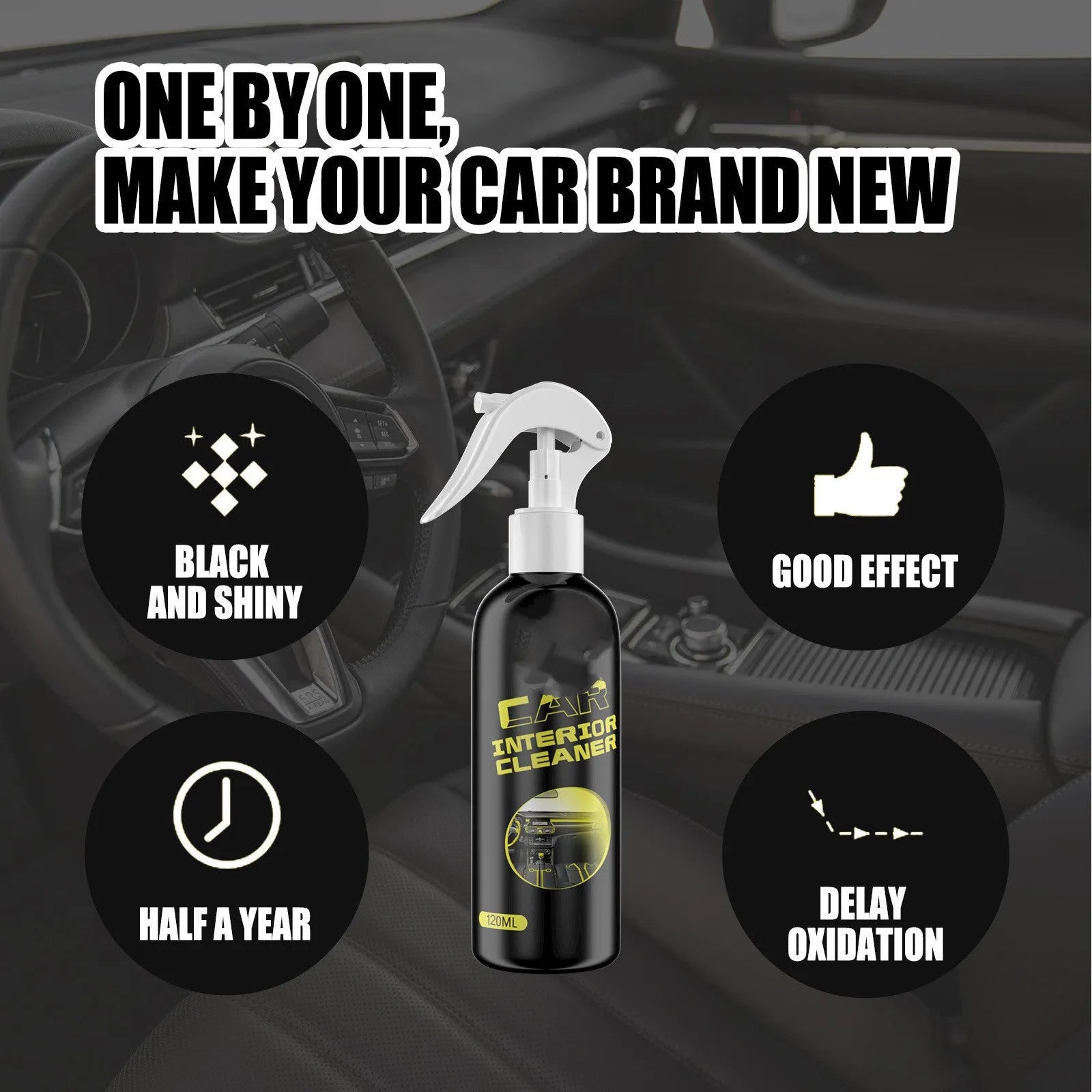 120ml car interior cleaner bottle for leather and plastic dashboard maintenance