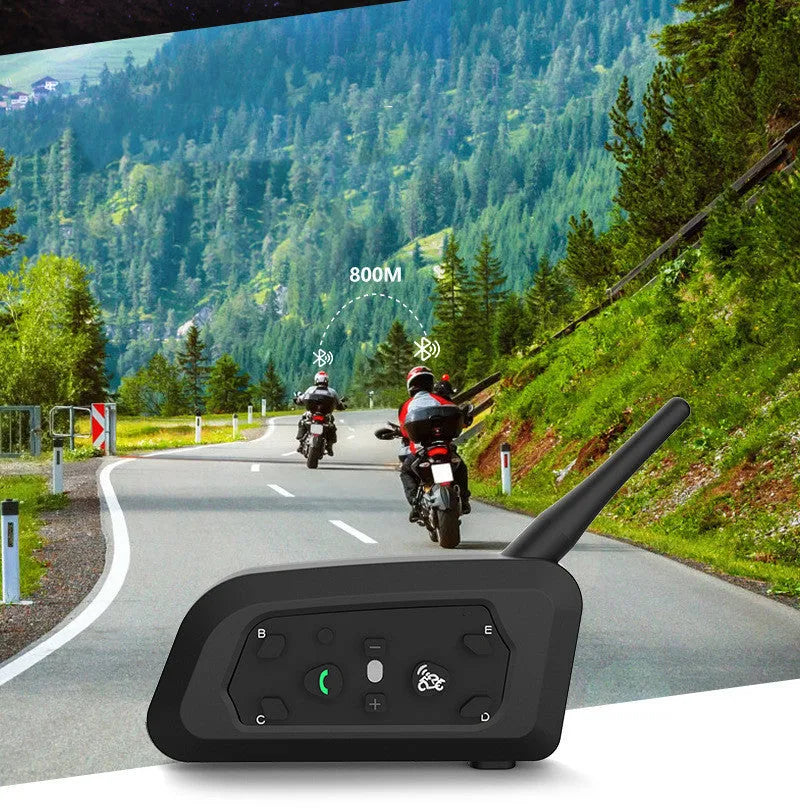 V6pro motorcycle helmet Bluetooth intercom with mounting clips and charging cable