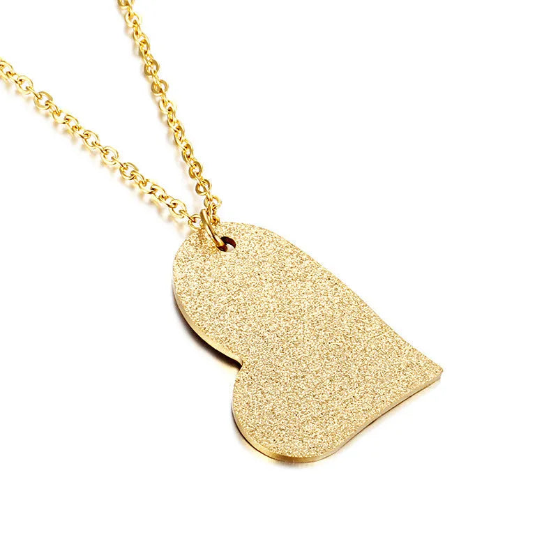 Women's titanium steel heart-shaped pendant necklace with geometric design in KN25736Z colour