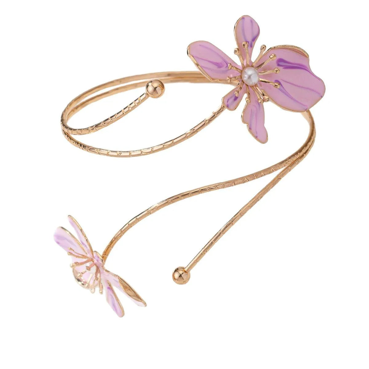 Pink alloy armband jewellery with hollow pattern design lines for fashion wrist accessory