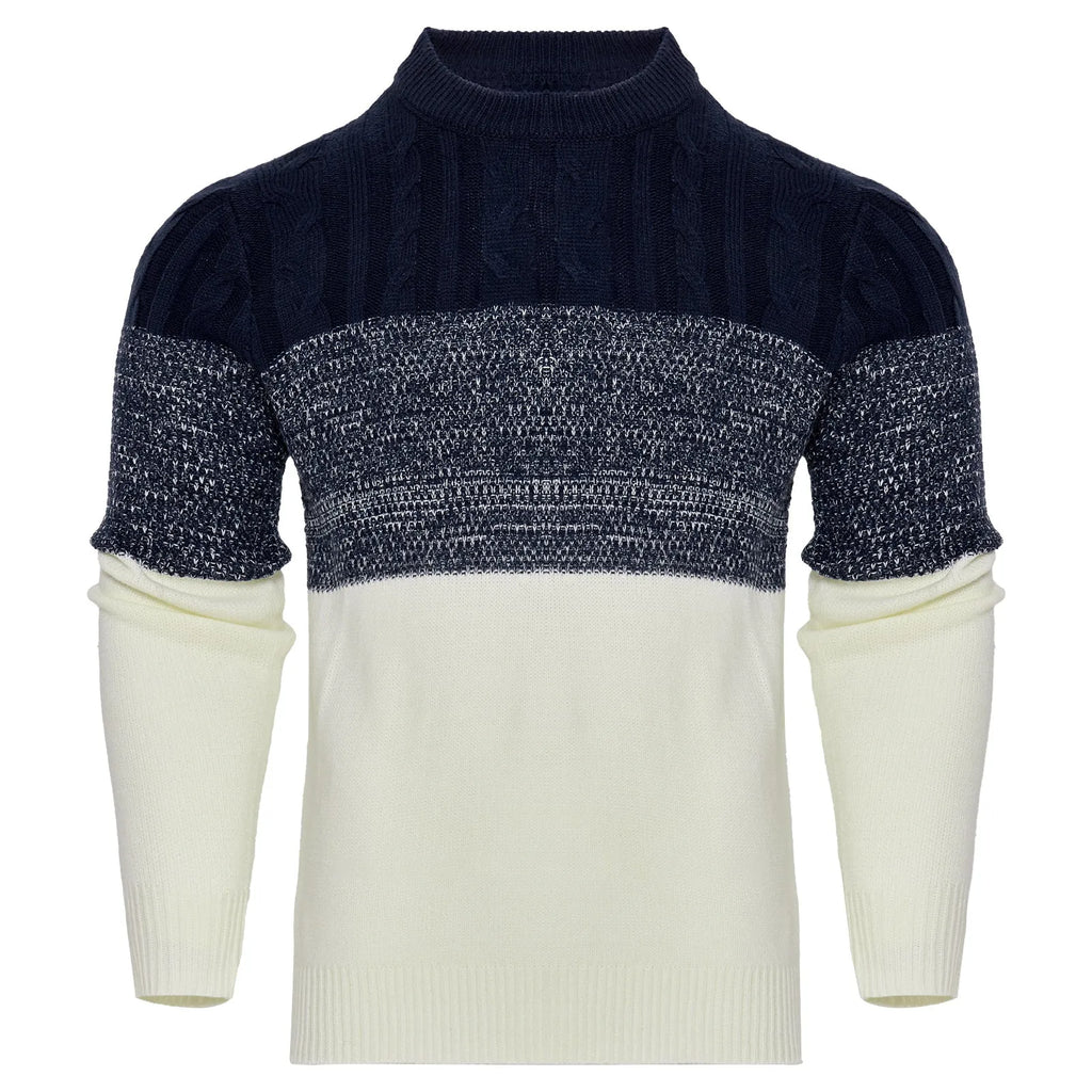 Men's knitted long-sleeve pullover sweater in one of five styles, sized S to 5XL.