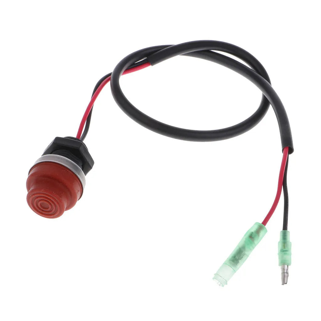 Yamaha-compatible marine engine kill switch with coiled black safety lanyard.