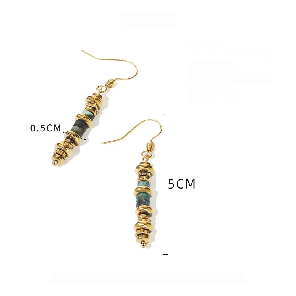 Titanium steel geometric dangle earrings with 18K purity plating in colour SE22101520