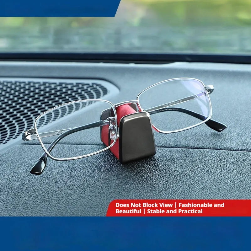 Zinc alloy and leather car dashboard glasses clip in black holding sunglasses securely