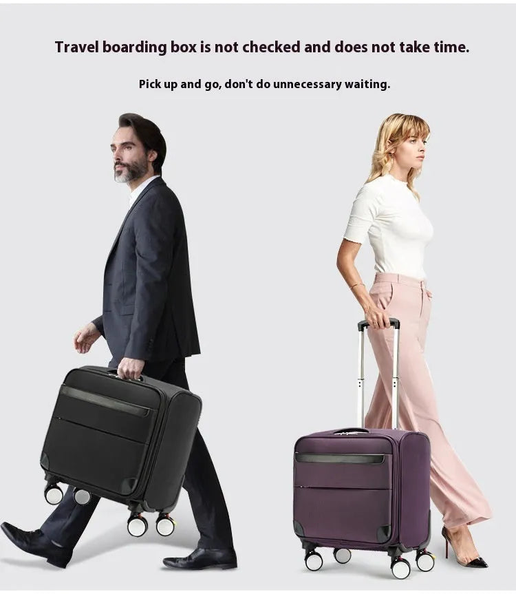 Black 18-inch Oxford cloth business travel suitcase with universal wheels